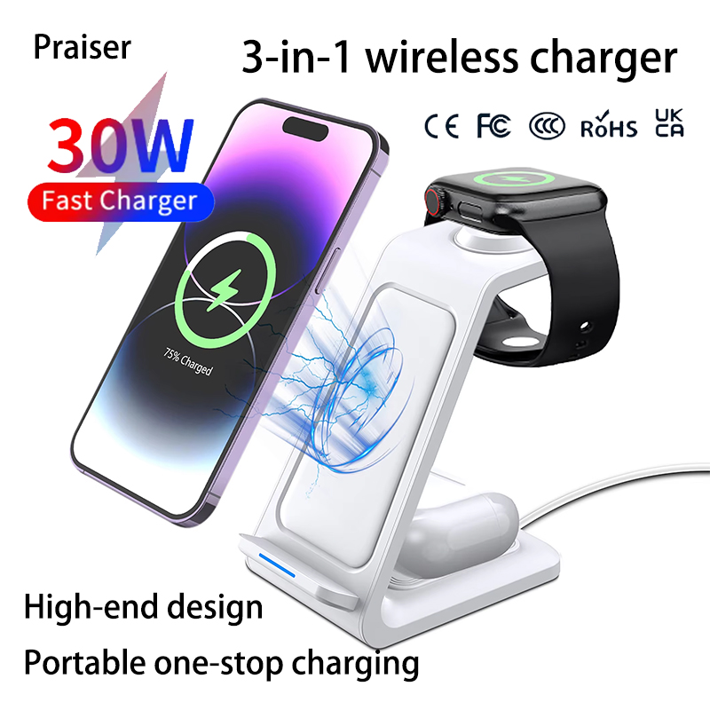 Wireless Charger Watch - Carregador sem fio 3 em 1