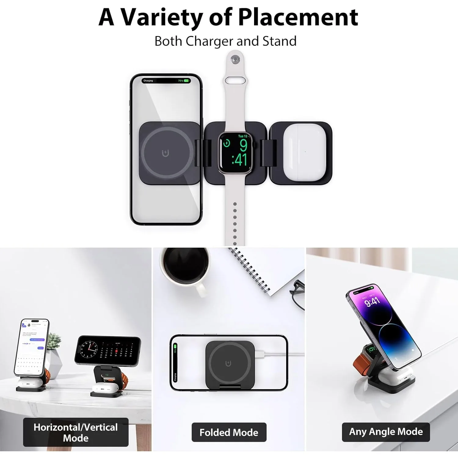 Dobrável 3 em 1 Carregador Sem - Wireless Charger Watch avaliação e preço