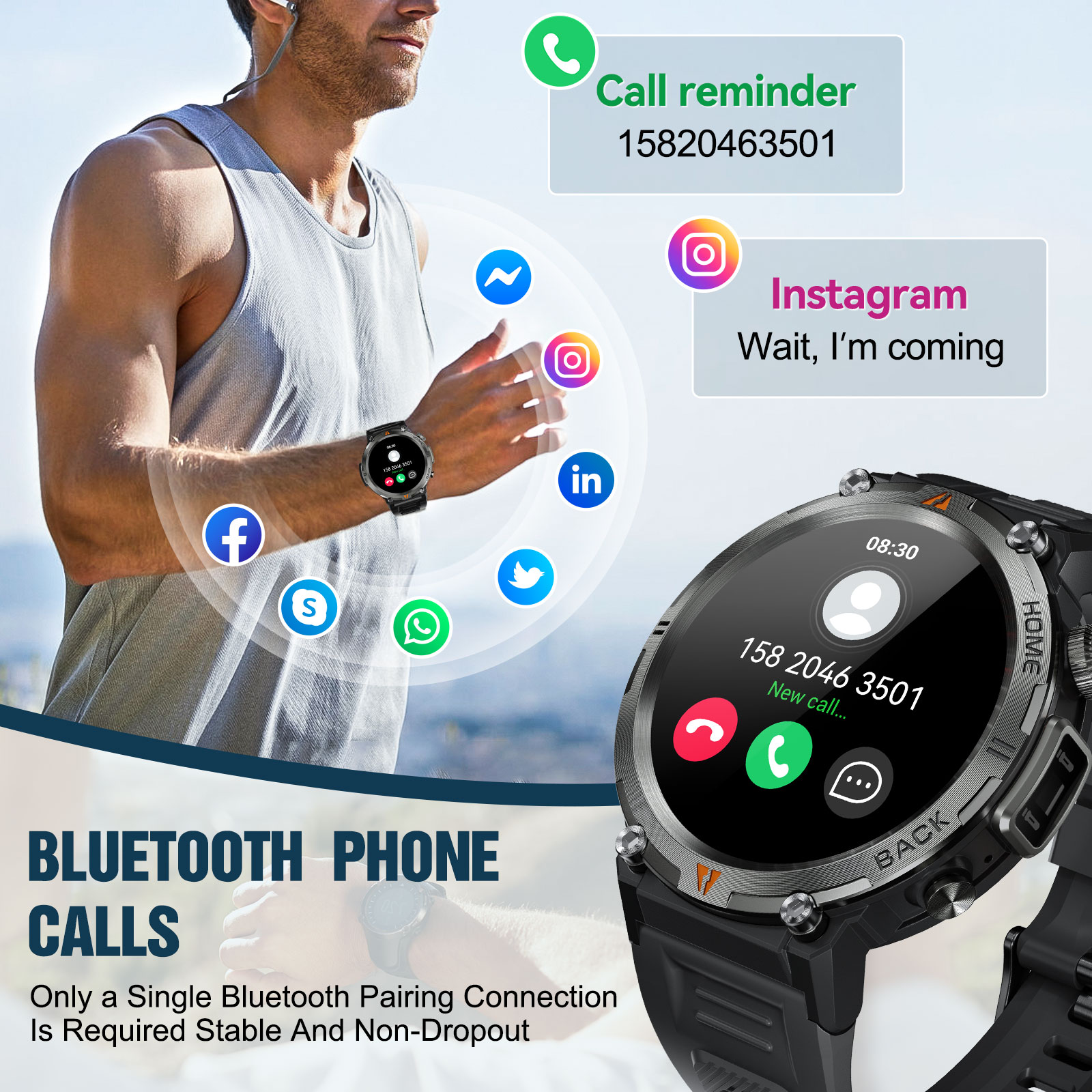 Eiyis ke3 bluetooth chamada re - Android Smartwatch Accessories avaliação e preço